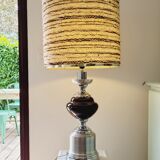 Lamp in chrome and brushed aluminum and porcelain year 70