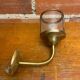 Antique Wall Lamp Lantern Gold Metal + Vintage Glass Cylinder #C528