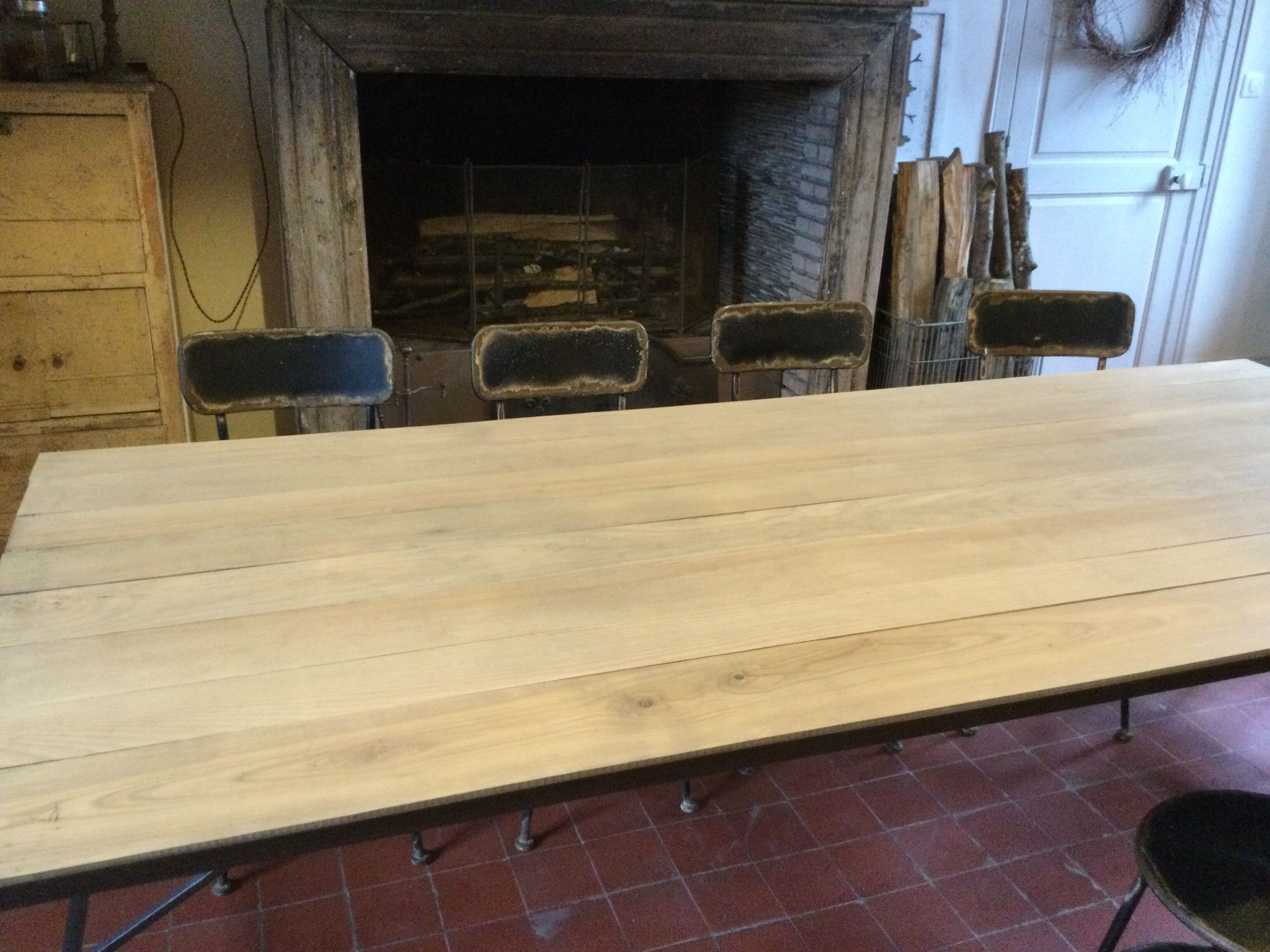 Wood and iron dining table