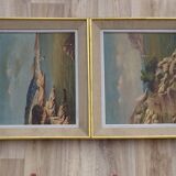 Oil on canvas signed, 19th century, Mediterranean coves