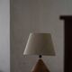 Sculptural Danish modern table lamp in wood by Kirk, 1980s.