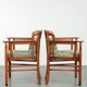Set of 2 Art Nouveau/Jugendstil dining chairs with suede upholstery