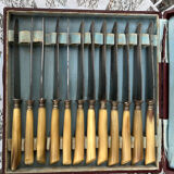 Set of 12 old horn handle knives