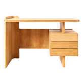 Postmodern Desk, Writing Table by Bohumil Landsman, Oak Veneer, 1970s