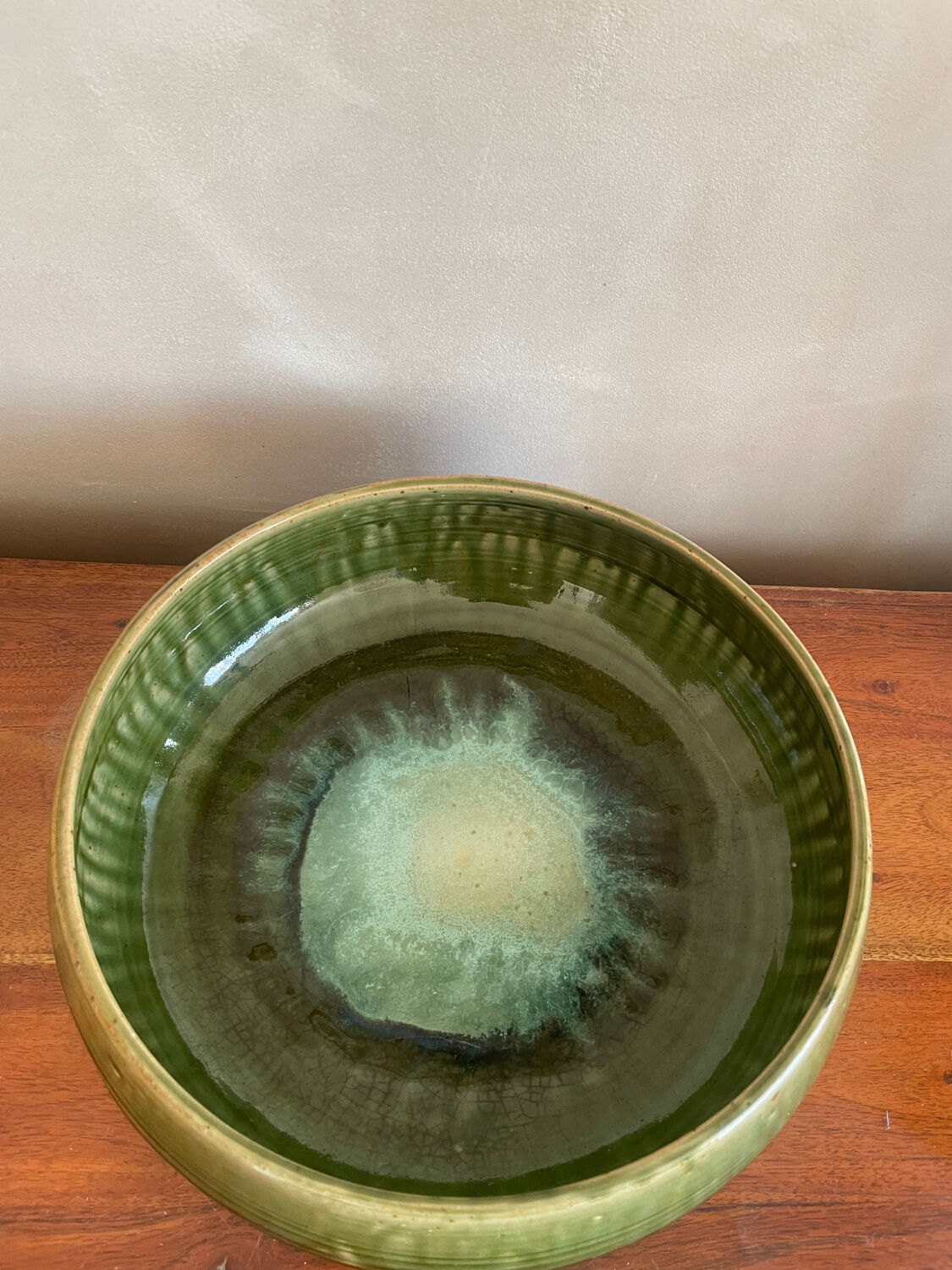 Glazed stoneware salad bowl from the Abbey of Fontgombault.