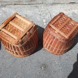 Lot of bamboo and rattan baskets