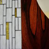 Vintage rosewood and ceramic mirror by berthold muller 1950