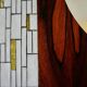 Vintage rosewood and ceramic mirror by berthold muller 1950