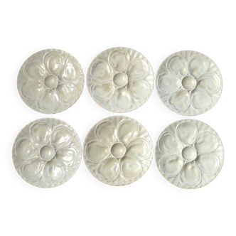 Set of 6 French Pillivuyt Oyster Plates Classic White Porcelain Mid Century 4514