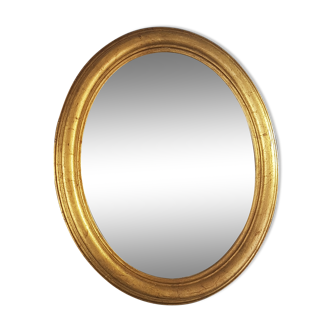 Oval mirror frame gilded wood with gold leaf 58x48 cm
