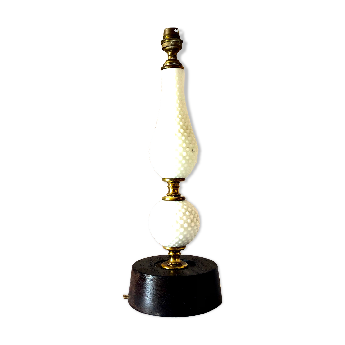 Ebony lamp foot and antique white porcelain