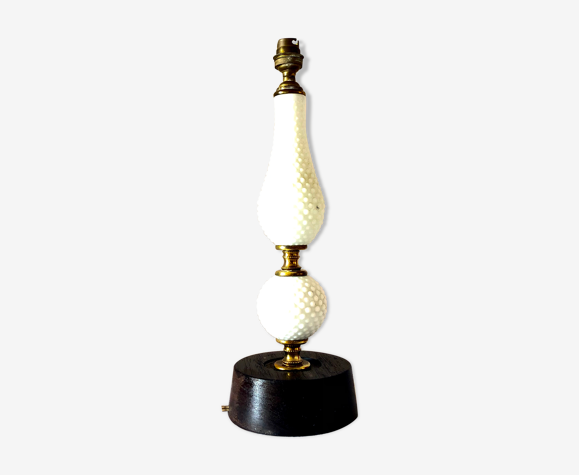 Ebony lamp foot and antique white porcelain