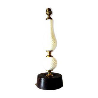 Ebony lamp foot and antique white porcelain