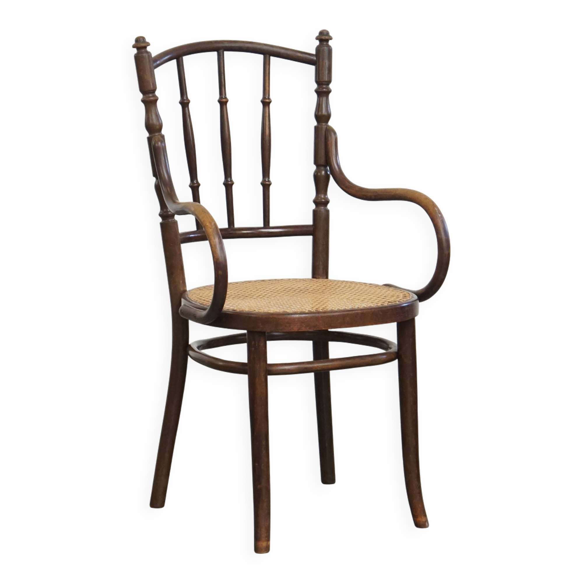 Original vintage Thonet bistro design chair with armrests