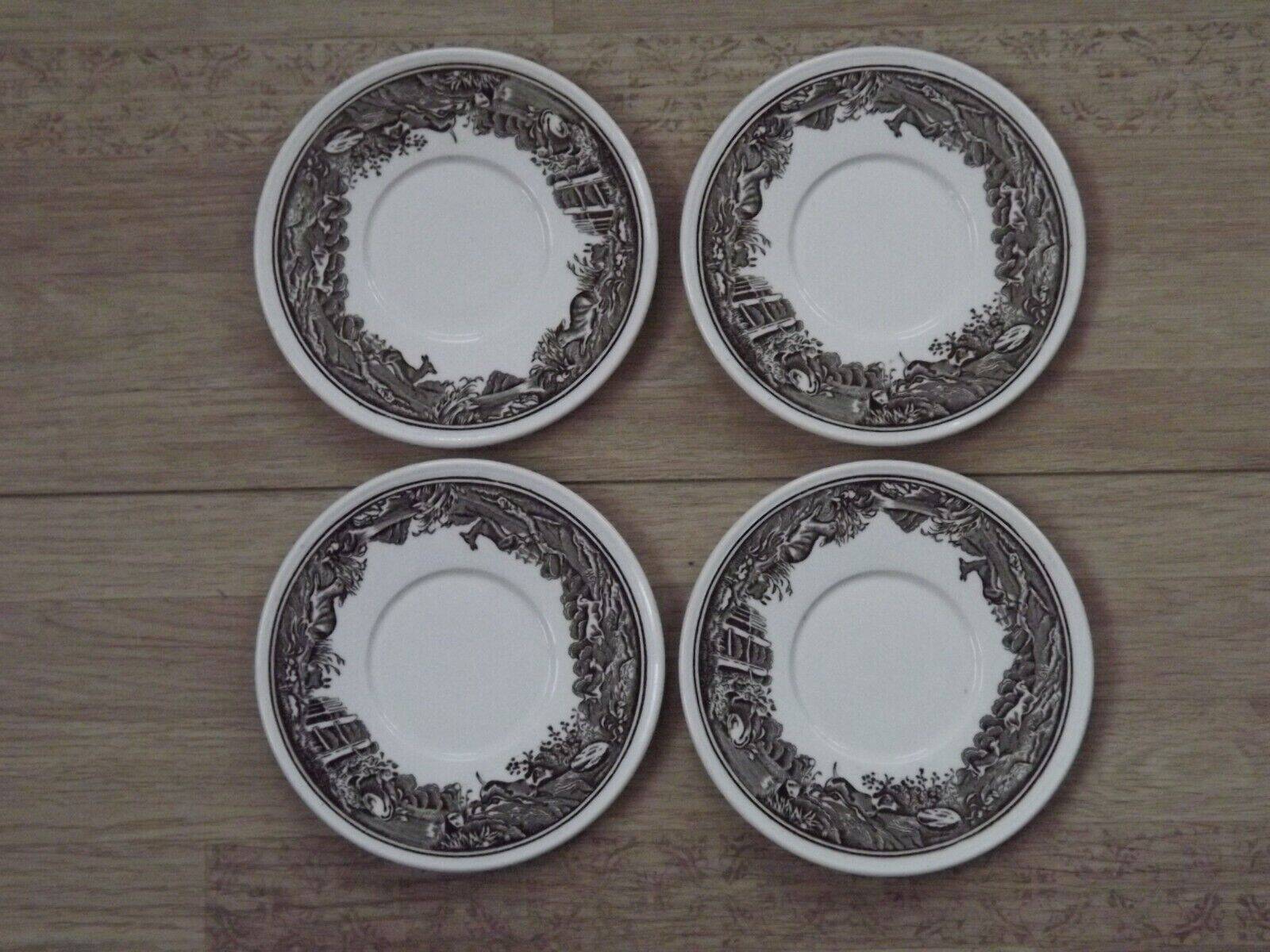Set of 4 saucers Quality Retired Villeroy & Boch Black/White Anjou Design 4656