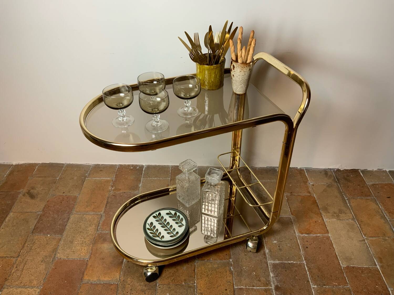 Vintage 70s serving cart