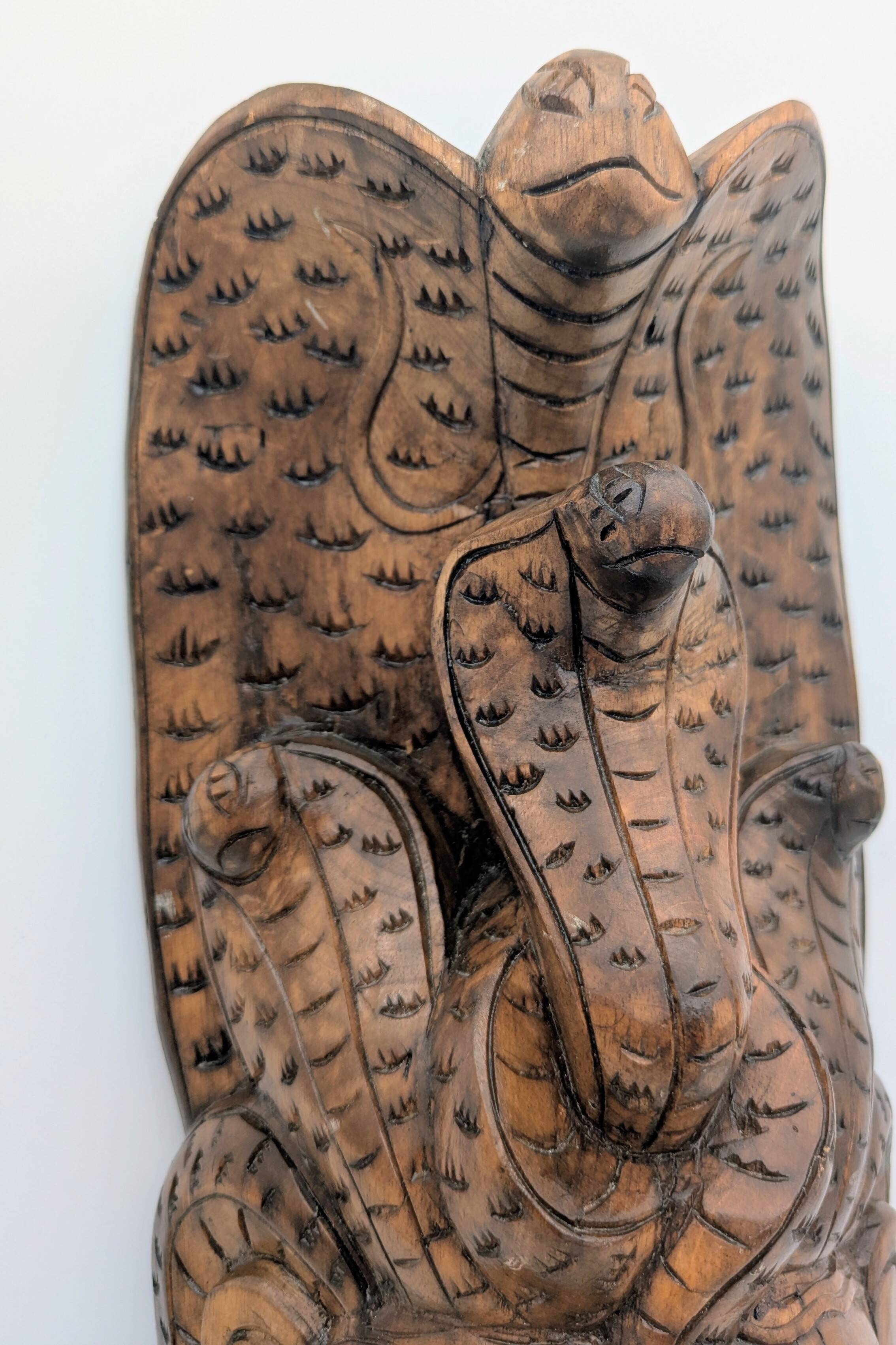 Sculptural Mask Wood - Face & Royal Cobra (Naga) - Tribal Art Indonesia