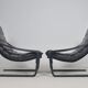 Set of Scandinavian lounge seats with leather cushions, 1970s