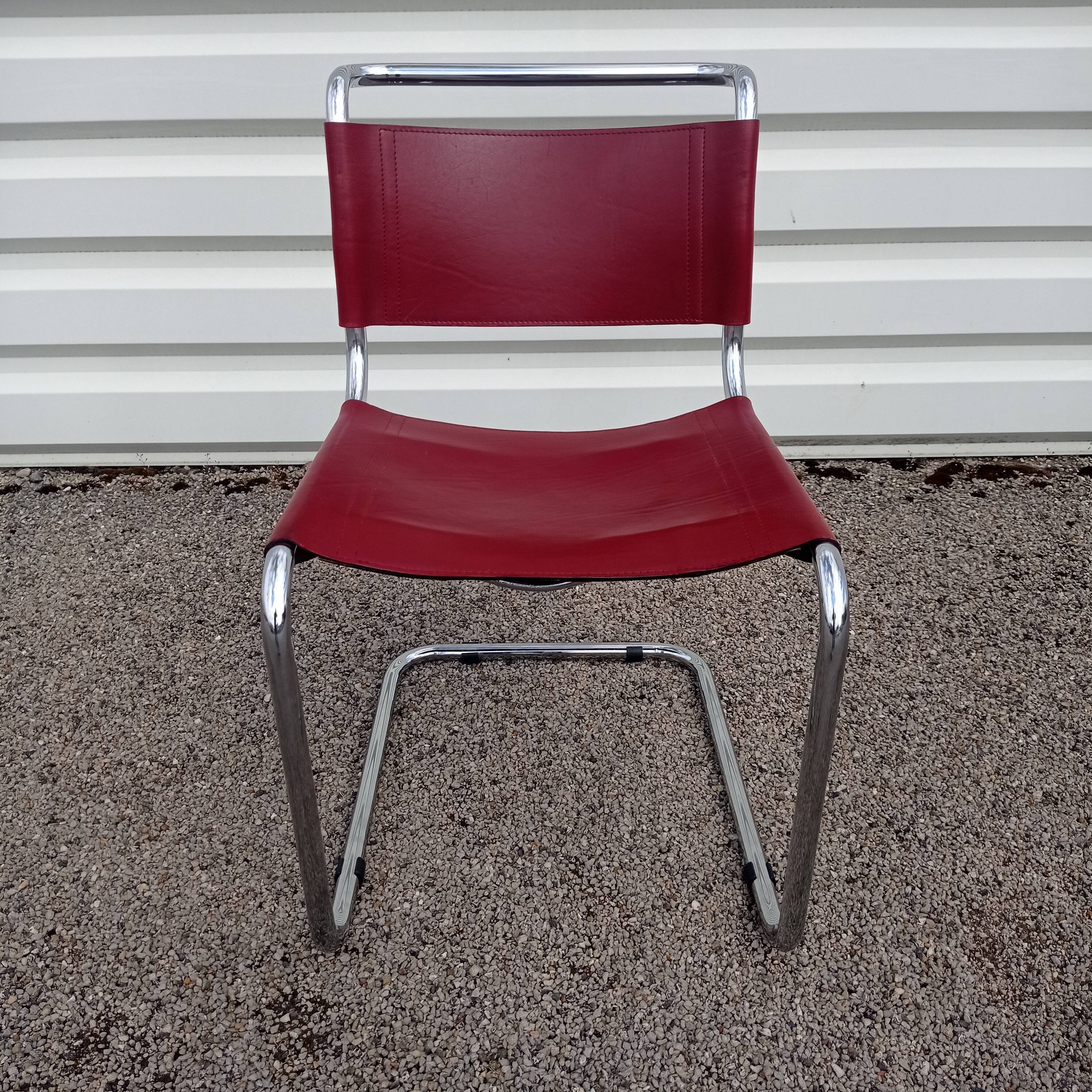 Pair of Bersanelli chairs in black and burgundy leather