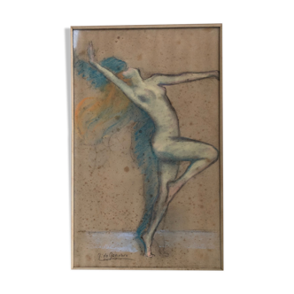 Tableau dessin de danseuse de Gaetano de Gennaro, 1930