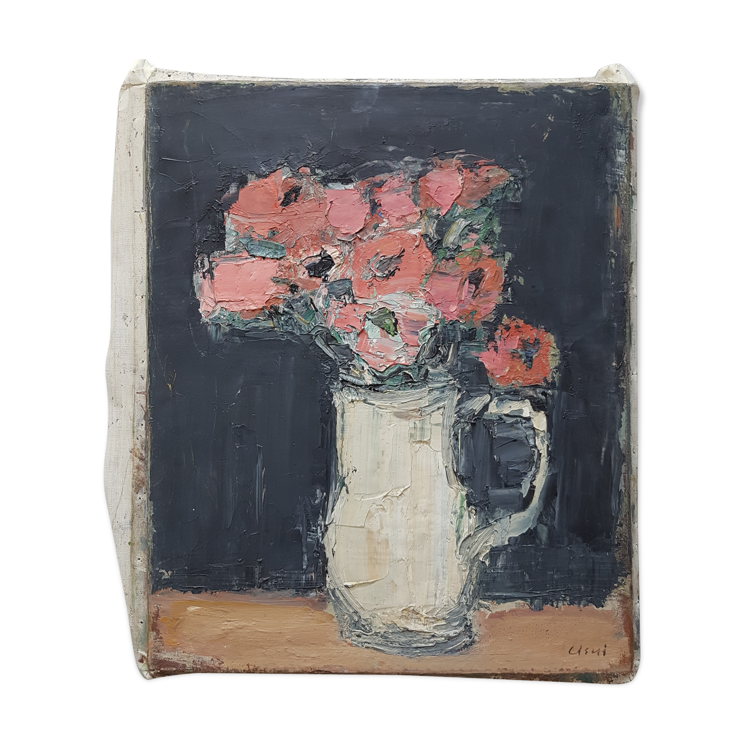 Nagao Usui painting "flowers with a white pitcher"