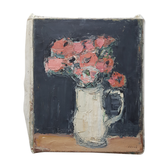 Nagao Usui painting "flowers with a white pitcher"