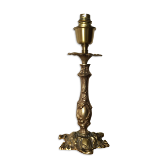 Pied de lampe bronze doré style baroque