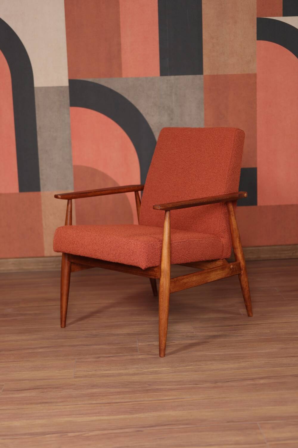 Fauteuil lounge et repose-pieds Vintage Terracota Boucle