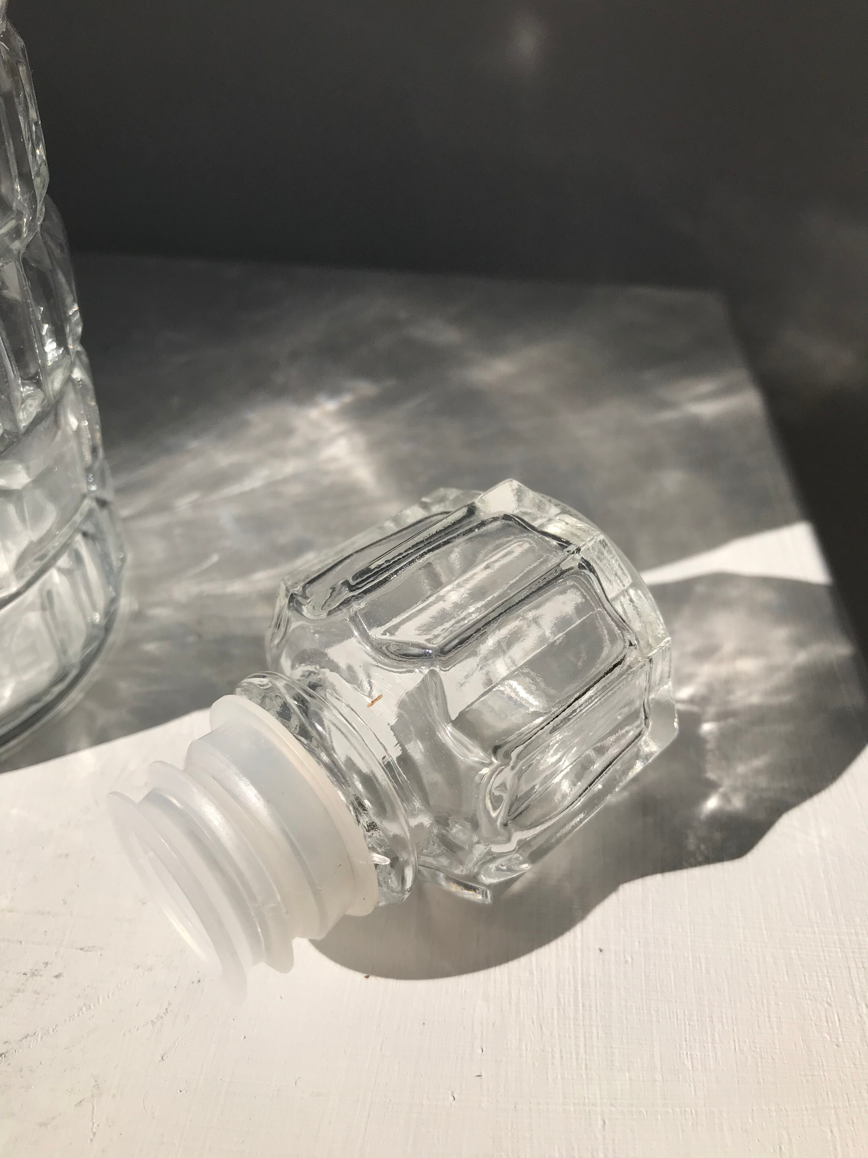 Vintage whisky decanter in glass