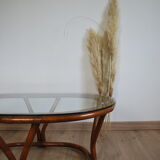 Rattan table and glass