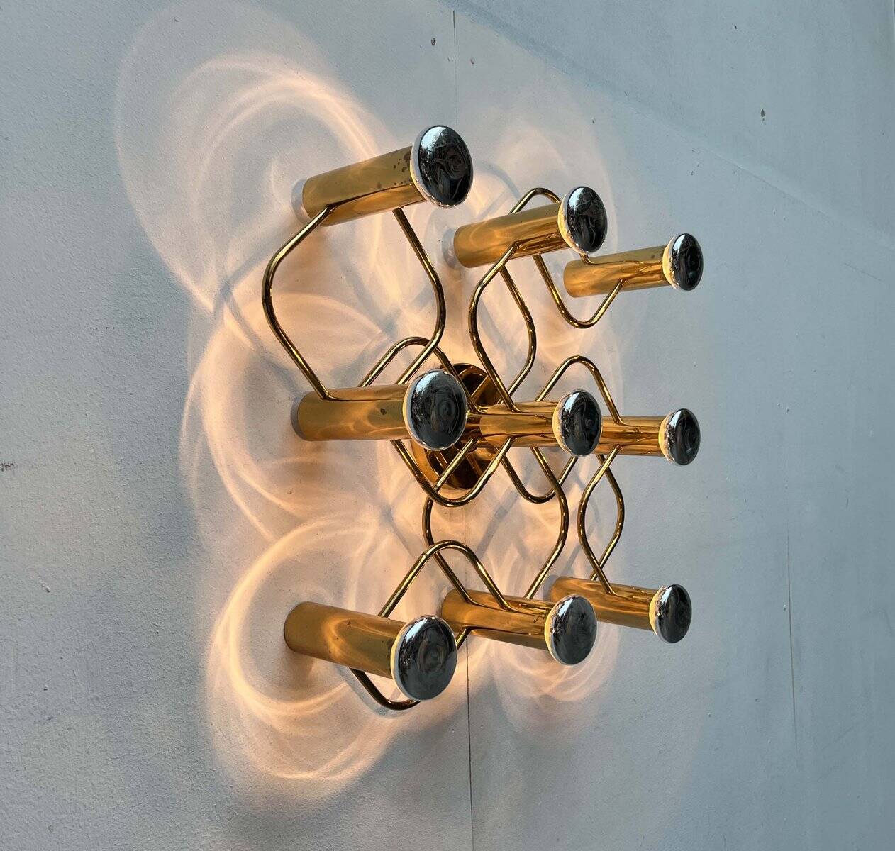 Vintage German wall lamp Hollywood Regency by Gaetano Sciolari for Leola, 1970s.