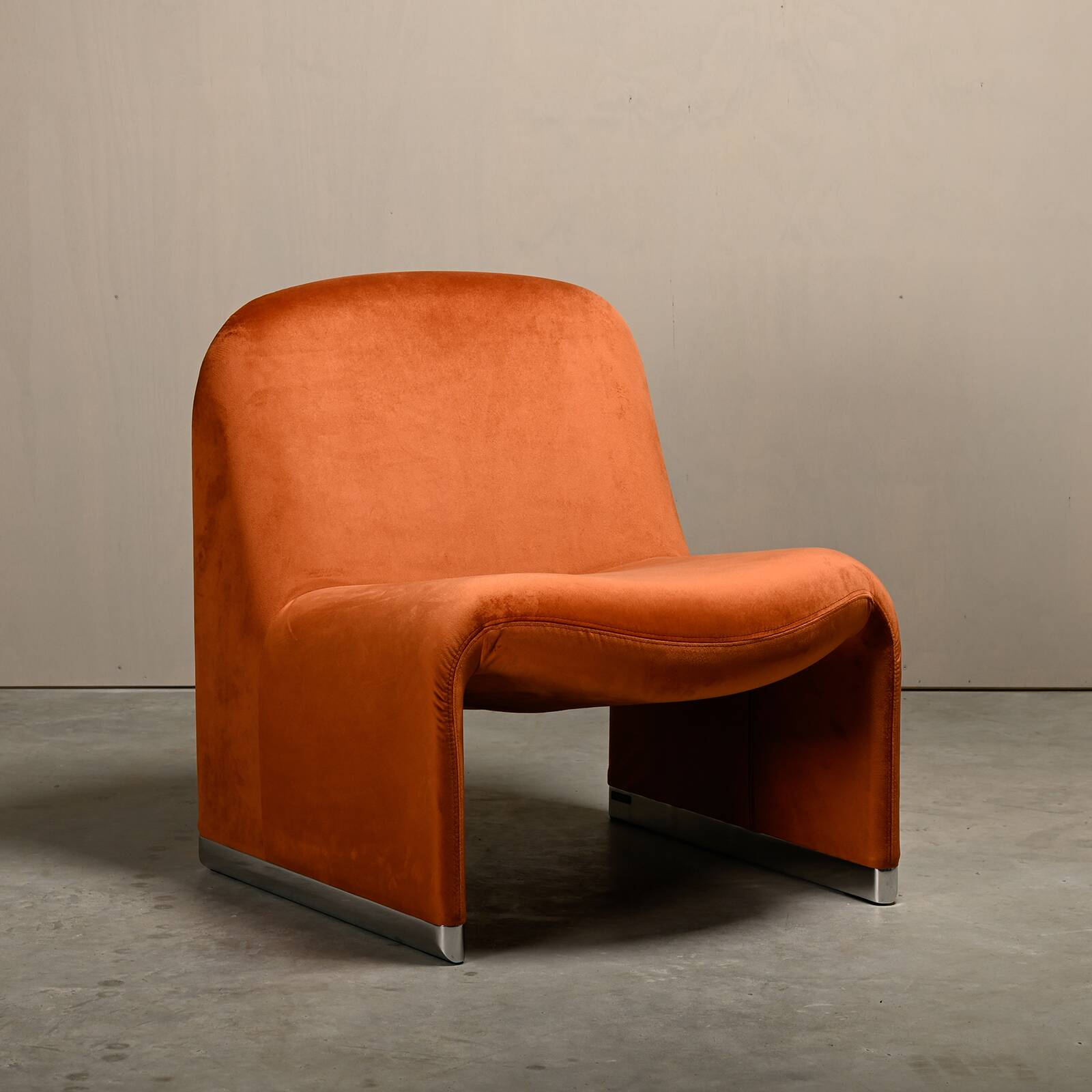Giancarlo Piretti Alky Lounge Chair in Autumn Velvet for Anonima Castelli, Italy