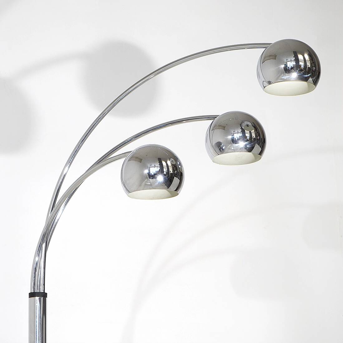 3-arm floor lamp in chromed metal, 1970s