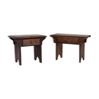 Pair of stool bedside tables, 1920