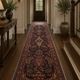 Long Vintage Oriental Runner Rug, Herati Wool Handwoven Hallway Carpet, 85 x 365