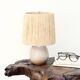 Lampe beige en céramique, abat jour en raphia, années 60
