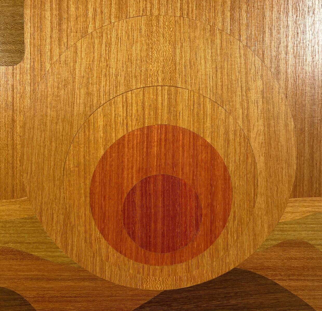 Mid-century wood veneer intarsia wall panel, 1960s