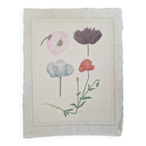 La Roche Laffitte (Born in 1943) - Watercolour drawing on silk - Poppies