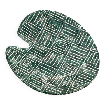 Assiette en céramique verte moderne du milieu du siècle, France années 1960