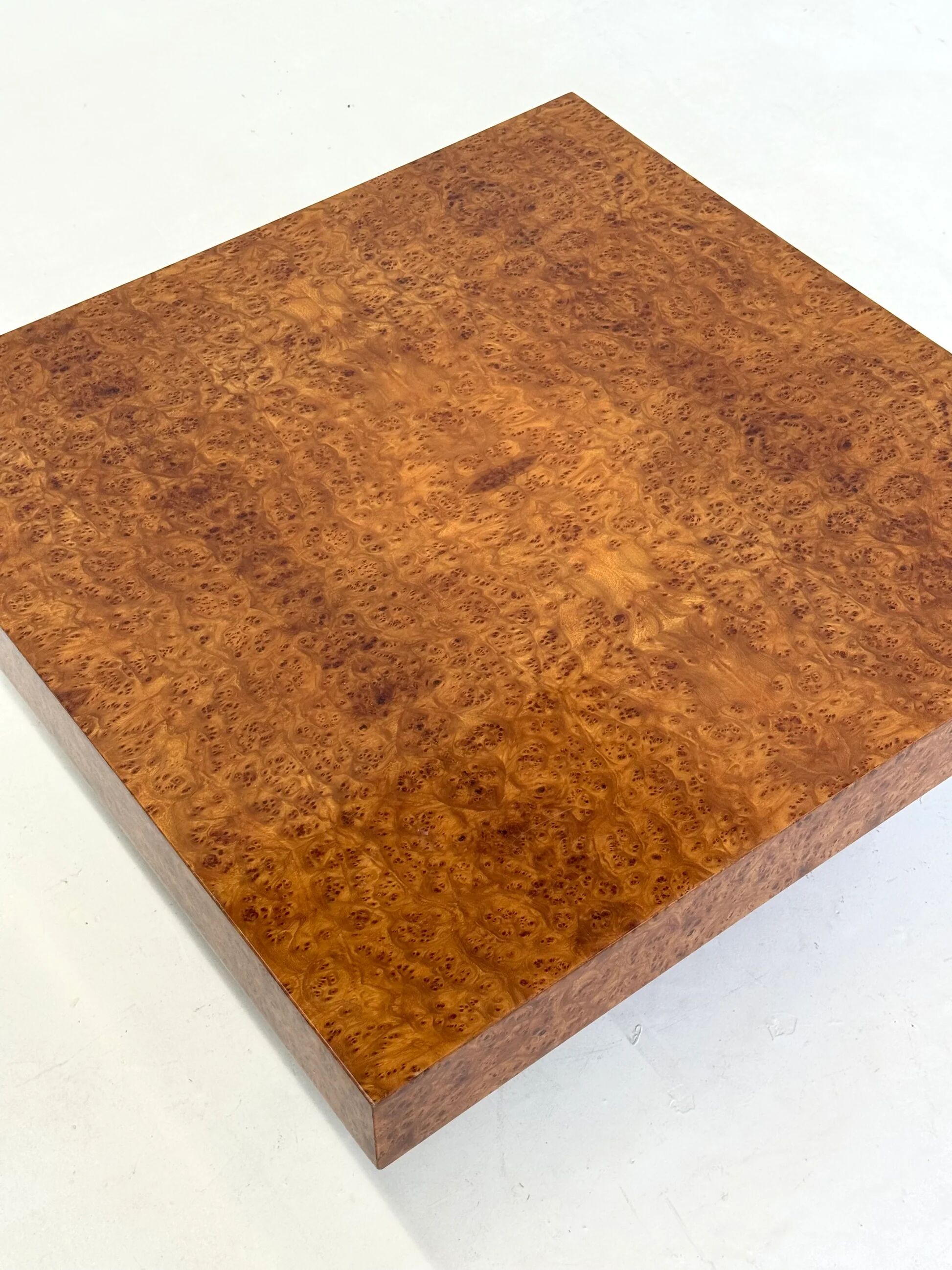 Square coffee table by Fratelli Turri with burl wood