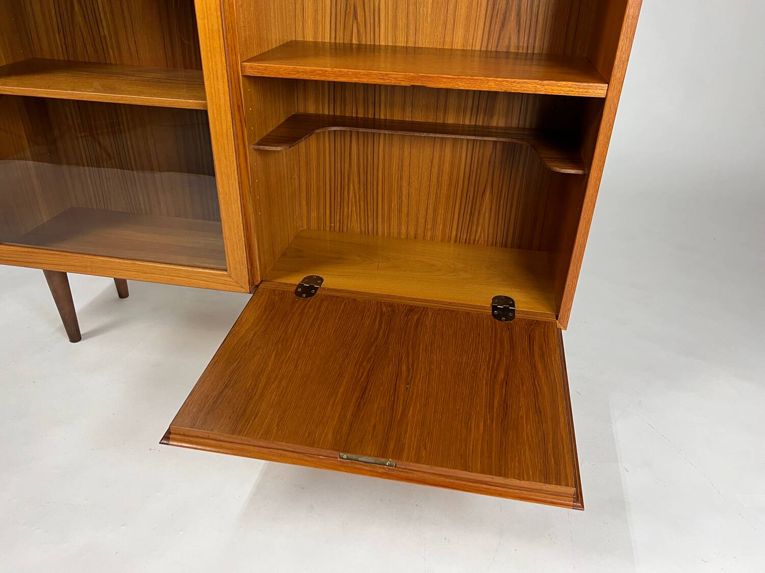 Vintage Teak Highboard Shelf Display Cabinet by Omann Jun 60s Danish Design