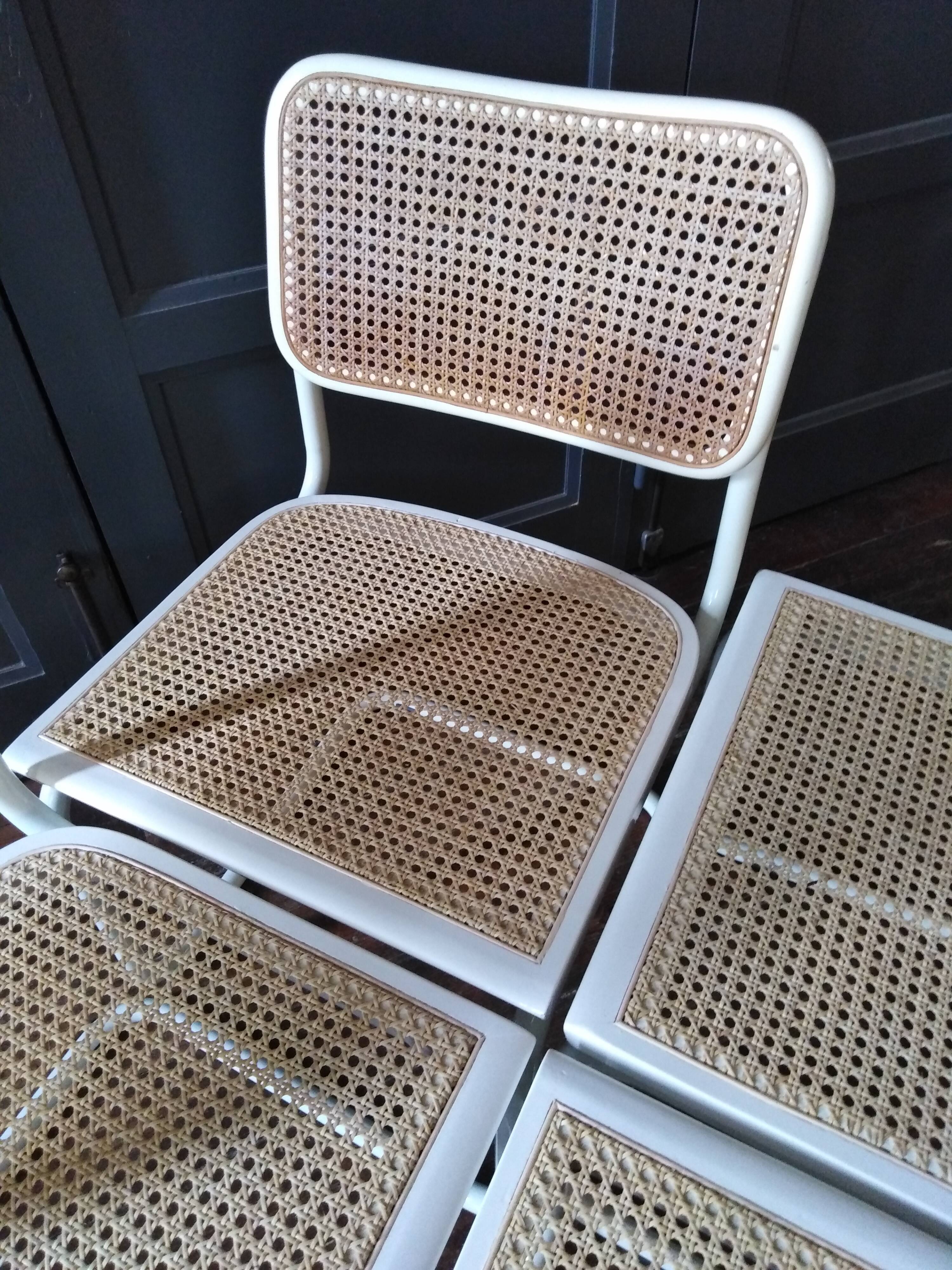 White Cesca B32 Marcel Breuer chairs 1970