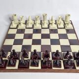 Original chess set in glazed terracotta, signed and numbered
