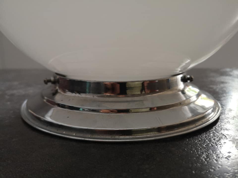 Ceiling lamp wall globe opaline ball white Very large model Ø 25 cm Art Deco 1930/1940