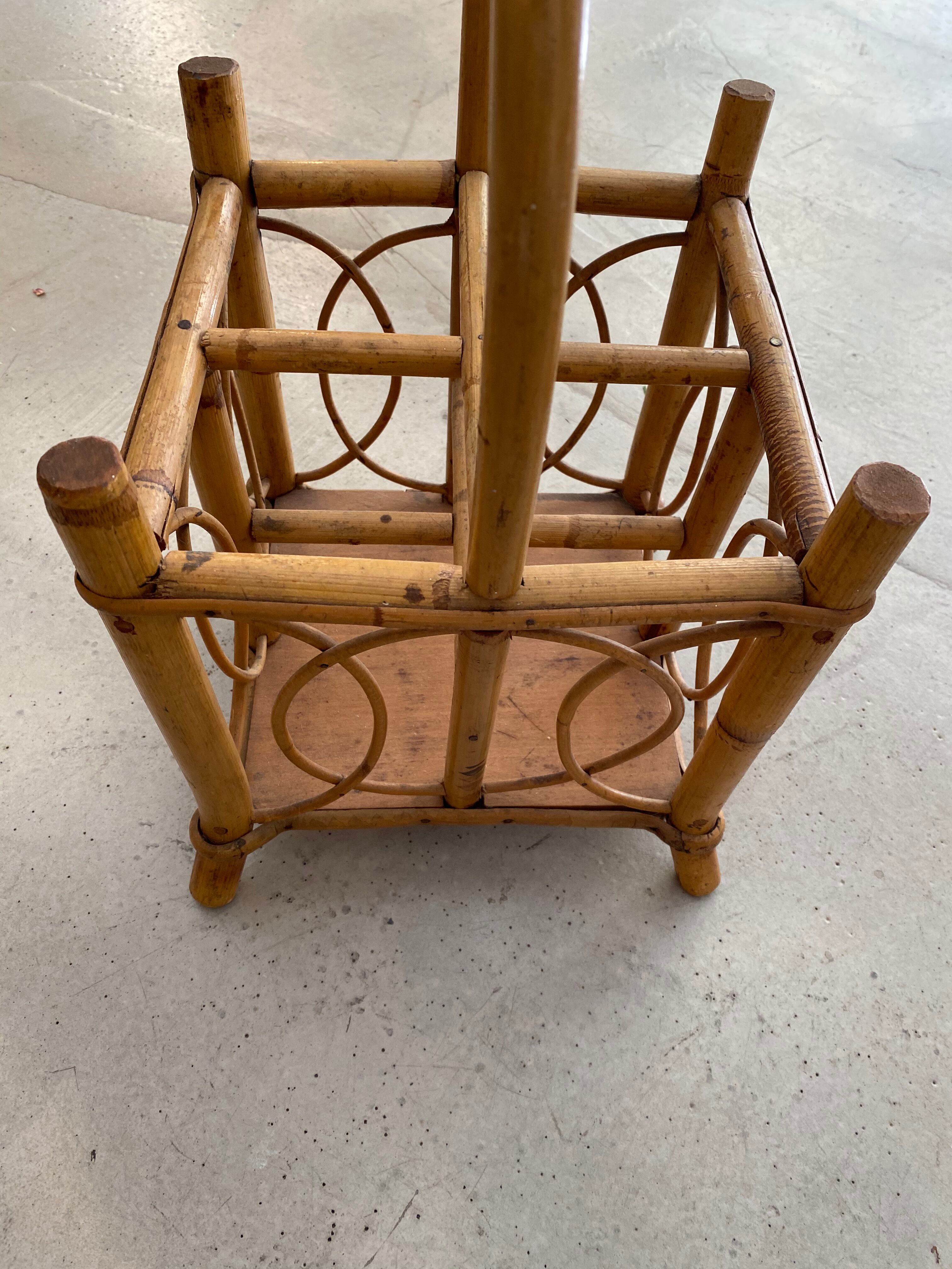 Rattan and bamboo bottle holder