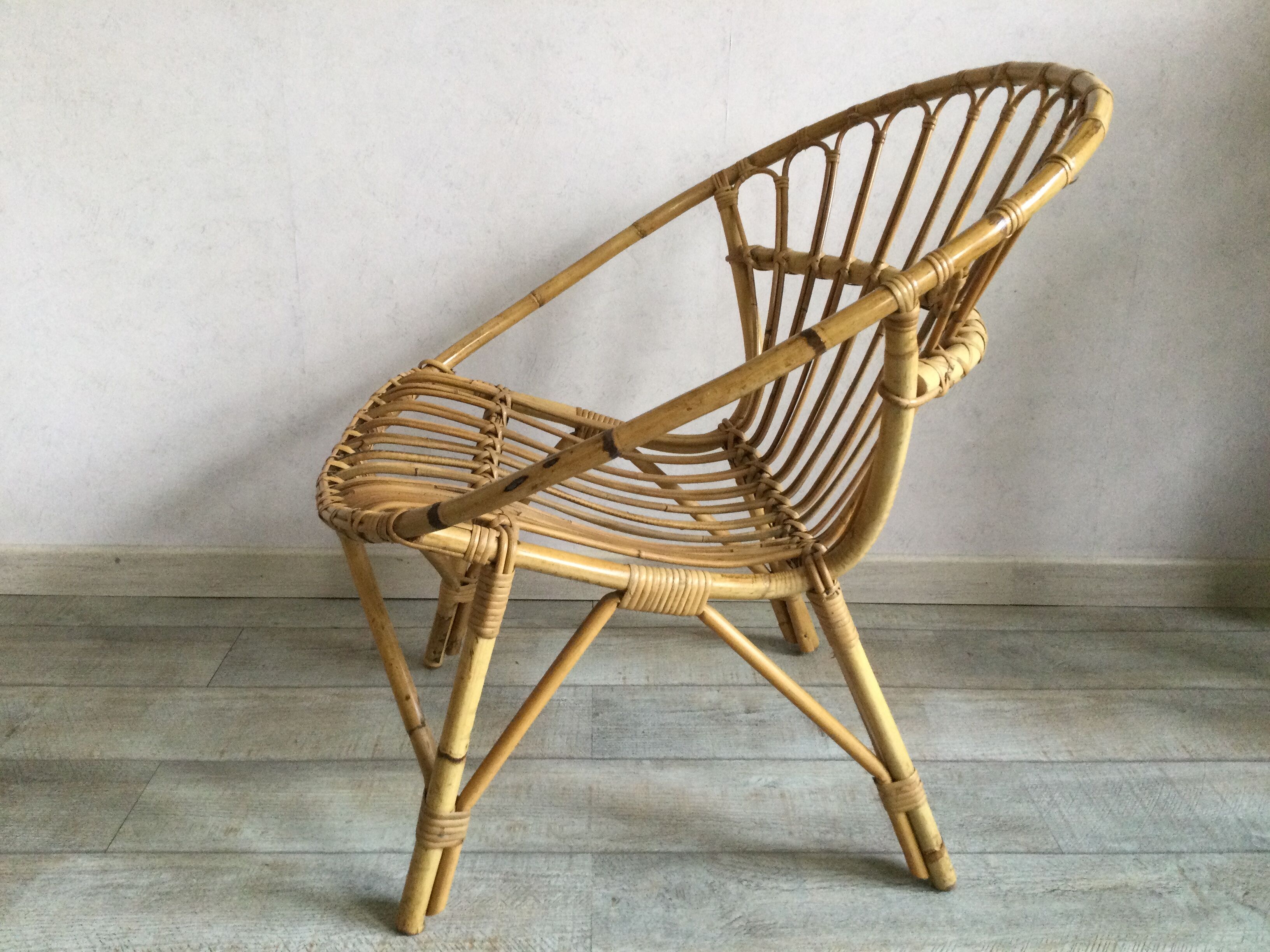 Adult rattan shell armchair