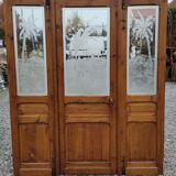 3 portes de séparation en verre gravé avec bâti