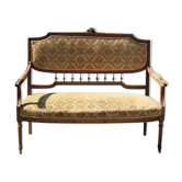 Banquette ancienne en velours jaune