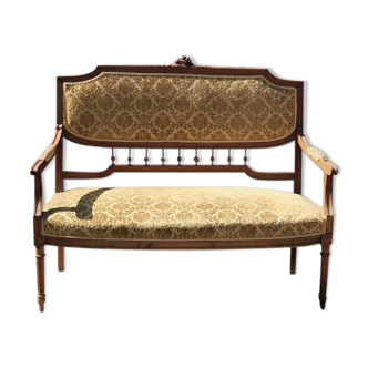 Old yellow velvet bench