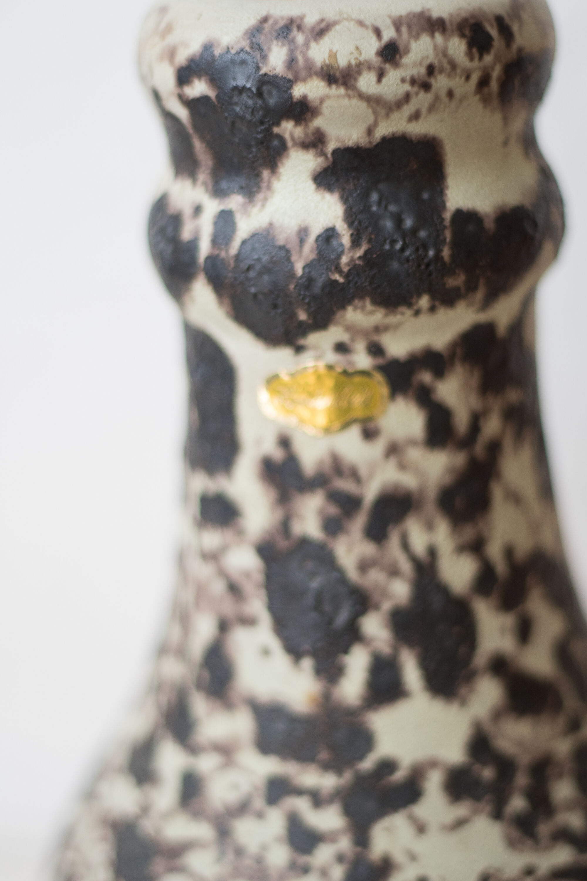 Superb German vase fat lava and enamelled Orange